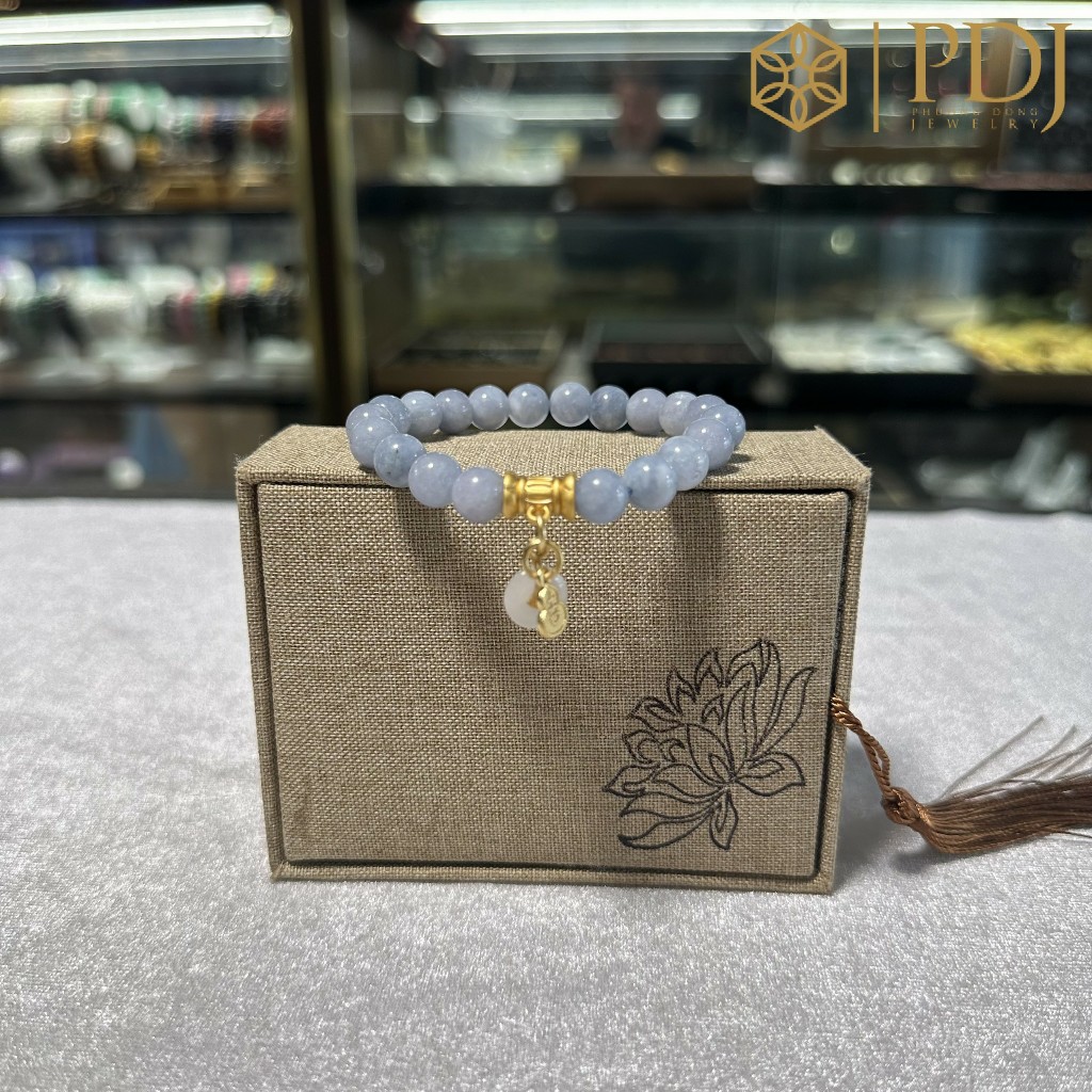 Vòng tay đá mã não 8 ly charm đồng điếu PDJ - Tặng kèm hộp đựng trang sức - Trang sức PDJ