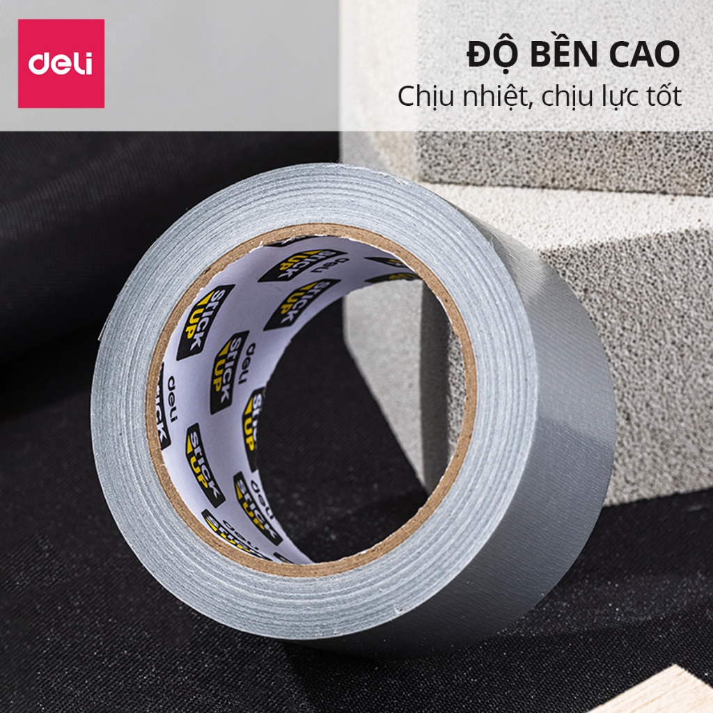 Băng keo vải đa năng Siêu dính Siêu dai 60mm*20m Deli - Băng dính vải cách điện chuyên dụng chịu nhiệt chống thấm
