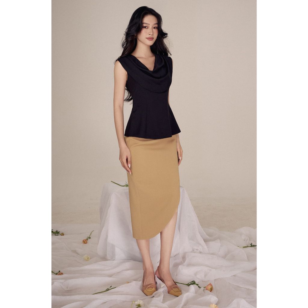 Vella Fashion Váy bút chì công sở nữ xếp ly che bụng VV24002