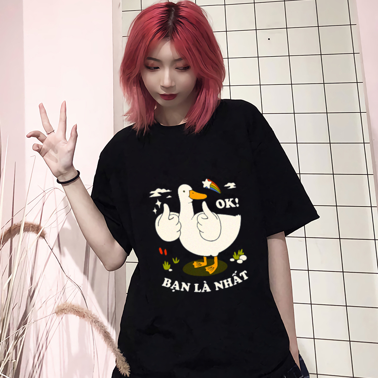 Áo thun nữ, Áo Phông Thời Trang TROLL nam nữ đủ size vịt duck ok bạn là nhất chất liệu cotton co giãn bốn chiều ta002