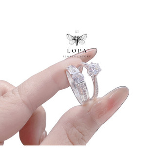 [Hộp Xinh] Nhẫn đôi bạc ta LoPa SK18 nam nữ | Nhẫn đôi đính đá lấp lánh tinh tế ngọt ngào