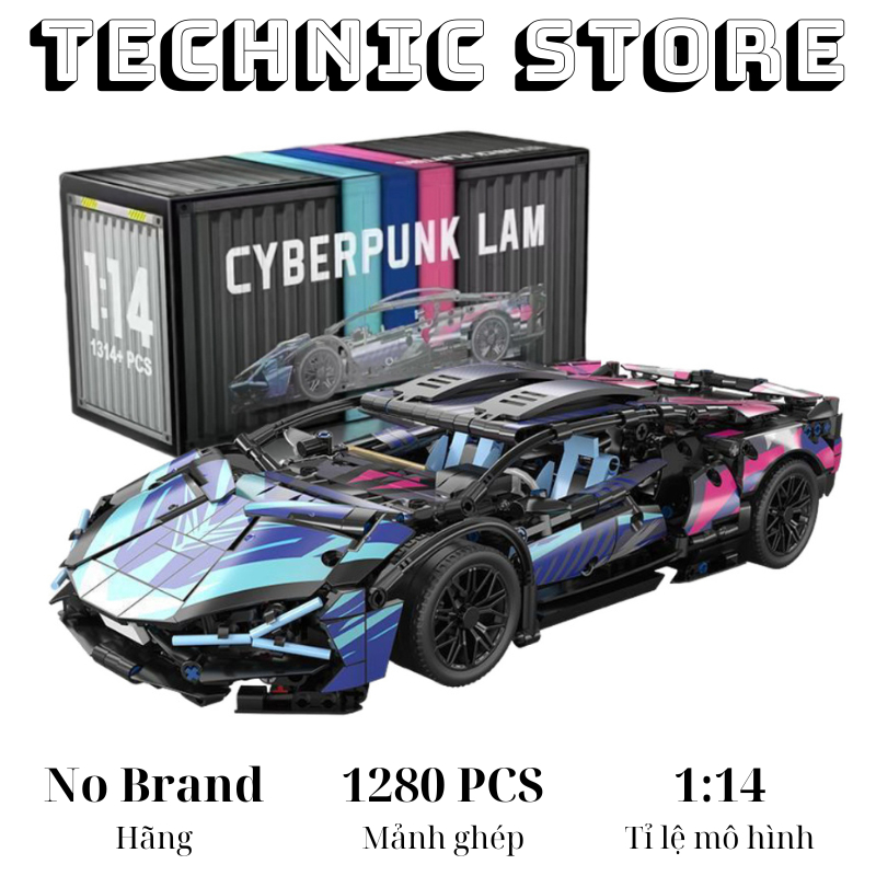 Mô hình lắp ráp siêu xe technic Lambo Cyberpunk Lam tỉ lệ 1:14 1314 chi ...