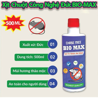 Chai Xịt Đuổi Chuột Bio MAX 500 ML Công Nghệ Đức - Không Mùi Nguồn Gốc Thảo Mộc, An toàn Xua Đuổi Chuột, Gián, Côn Trùng