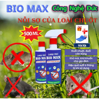 Chai Xịt Đuổi Chuột Bio MAX 500 ML Công Nghệ Đức - Không Mùi Nguồn Gốc Thảo Mộc, An toàn Xua Đuổi Chuột, Gián, Côn Trùng
