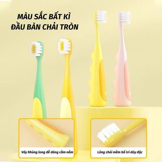 Bàn Chải Đánh Răng Trẻ Em Hình Khủng Long Hoạt Hình Siêu Mềm | Đầu Nhỏ Set 2 Cái Cho Bé 3-12 Tuổi