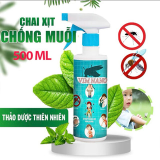 Chai Xịt Đuổi Muỗi, Côn Trùng Vim Nano Dạng Phun Sương, Hương Thảo Mộc Dịu Nhẹ, An Toàn, Chai 500ml