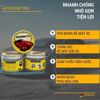 Sáp Đánh Bóng Xe Máy, Ô Tô AUTOSHINE PRO 300g Phủ Ceramic Wax Làm Đẹp Bóng Xe - Đánh Sạch Vết Xước Tặng Mút Khăn Lau