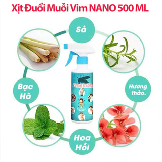 Chai Xịt Đuổi Muỗi, Côn Trùng Vim Nano Dạng Phun Sương, Hương Thảo Mộc Dịu Nhẹ, An Toàn, Chai 500ml