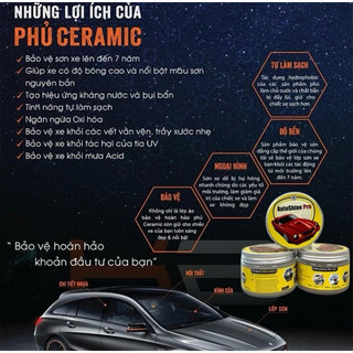 Sáp Đánh Bóng Xe Máy, Ô Tô AUTOSHINE PRO 300g Phủ Ceramic Wax Làm Đẹp Bóng Xe - Đánh Sạch Vết Xước Tặng Mút Khăn Lau