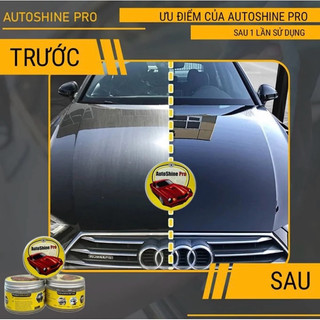 Sáp Đánh Bóng Xe Máy, Ô Tô AUTOSHINE PRO 300g Phủ Ceramic Wax Làm Đẹp Bóng Xe - Đánh Sạch Vết Xước Tặng Mút Khăn Lau