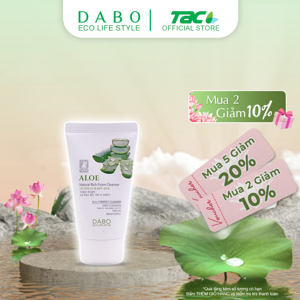 Ảnh Sữa rửa mặt cao cấp chất Lô Hội Dabo Aloe Natural Rich Foam Cleanser 3 in 1 60ml 1