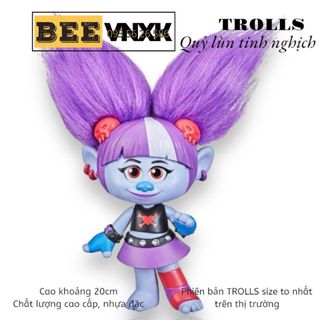 Búp bê Quỷ lùn tinh nghịch Trolls Topia tóc tím cỡ lớn hãng Hasbro xuất dư không hộp, có vết xước BEE VNXK