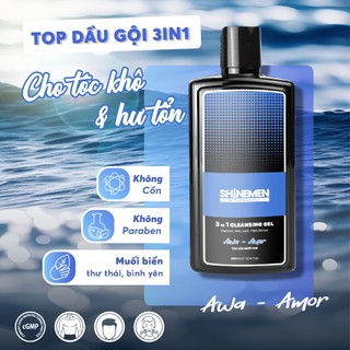 Sữa tắm gội 3 in 1 SHINEMEN cho nam giới trưởng thành trung niên, rửa mặt, phục hồi hư tổn hương nước hoa AWA-AMOR 300ml