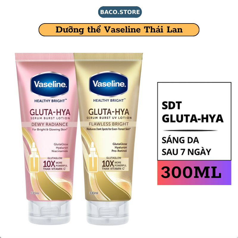 Sữa Dưỡng Thể Vaseline 10X Dưỡng Trắng Da Toàn Thân Vaseline 10X Healthy Bright Gluta HYA Thái Lan 260-300-330ml Body