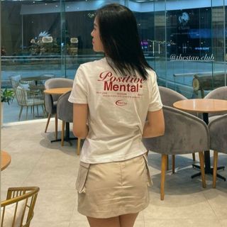 Áo thun nữ POSITIVE MENTAL baby tee áo babytee trơn basic form ôm chất thun 230gsm y2k [A247]