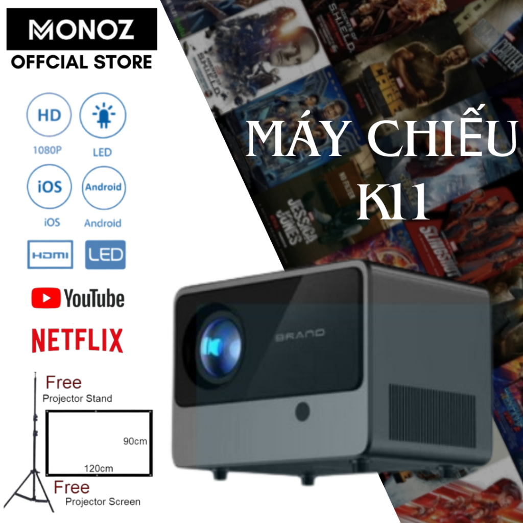 Máy chiếu MONOZ K11 4K Ultra HD 10000 Lumens Máy chiếu Led HD cao Máy ...