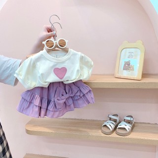 Quần áo hè bé gái, áo thun và váy bèo tím cho bé 9-27kg S1313 |Tiểu Yến KID