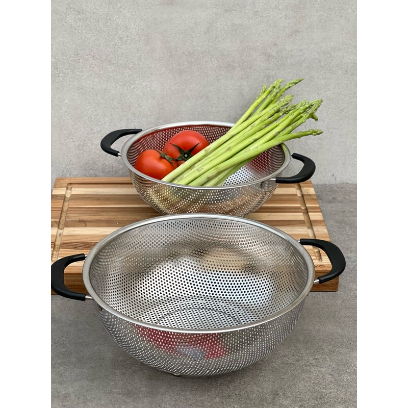 Rổ inox 2 quai có chân Kaiyo, rổ inox liền khối 2 tay cầm có chân, rá ...