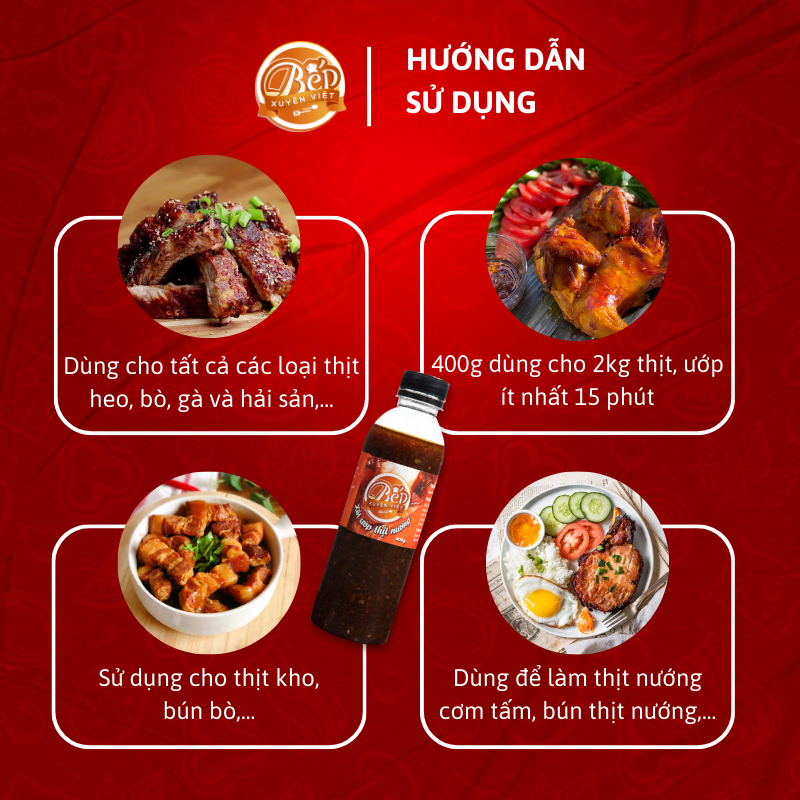 [HỎA TỐC] Sốt Ướp Thịt Nướng BBQ Bếp Xuyên Việt chai 150g, Nước Sốt Ướp Thịt, Hải Sản, Cơm Tấm dùng cho 1kg thịt