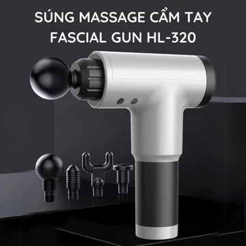 Máy massage cầm tay cao cấp Fascial Gun HL-320 - Súng massage mini cây mát xa toàn thân đấm bóp lưng matxa cổ vai gáy