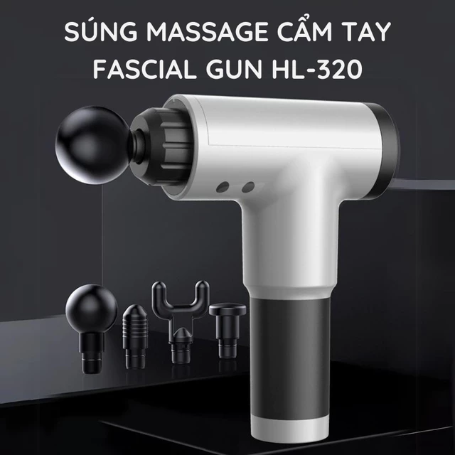 Máy massage cầm tay cao cấp Fascial Gun HL-320 - Súng massage mini cây mát xa toàn thân đấm bóp lưng matxa cổ vai gáy