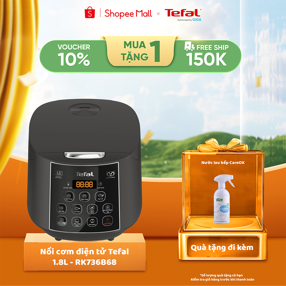 [HN] Nồi cơm điện Tefal Easy Rice Plus RK736B68 1.8L - Công suất 750W ...