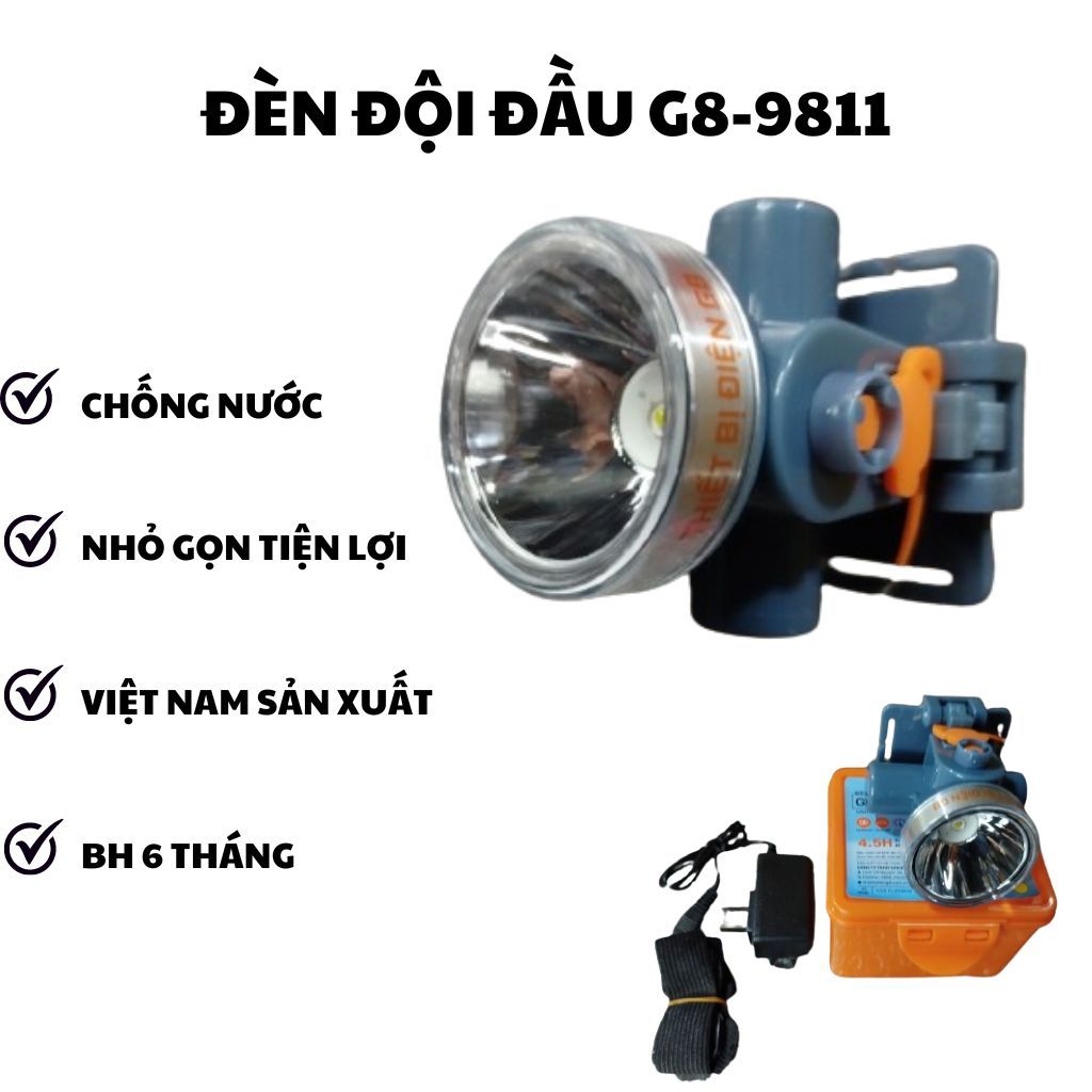 Đèn pin đội đầu g8-9811, đèn pin siêu sáng của thiết bị điện g8 do Việt ...