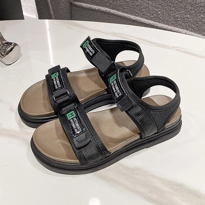 Dép sandal nữ đế cao 5cm 2 quai vải dán siêu chất,dép xăng đan quai hậu nữ học sinh mềm dẻo đi mưa chống trơn trượt G39