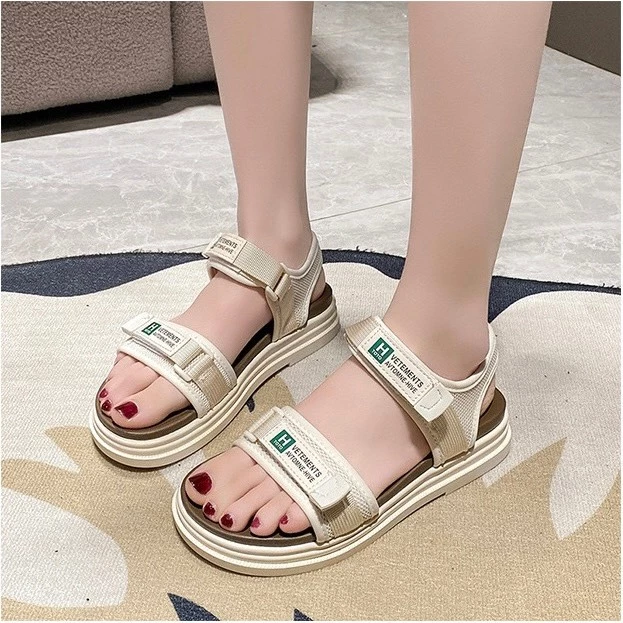 Dép sandal nữ đế cao 5cm 2 quai vải dán siêu chất,dép xăng đan quai hậu nữ học sinh mềm dẻo đi mưa chống trơn trượt G39