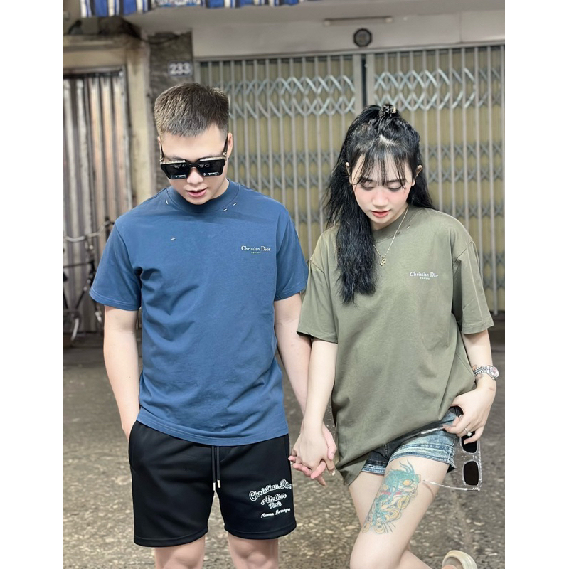 ⚡️[Hight Quality] Áo Phông Nam Nữ D1 .0r With Logo Printed - Điểm Nhấn Was Rách Nhẹ Phối Chữ Tinh Tế - Loại 1 C. D QCCC
