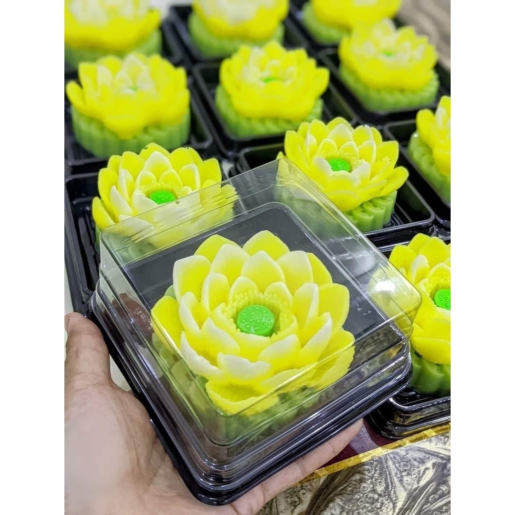 [10->50cái] Hộp vuông đế đen XY80S vừa bánh 100-125g/ Hộp đựng bánh trung thu, xôi, rau câu
