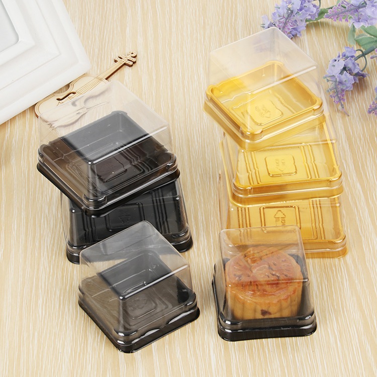 [10->50cái] Hộp vuông đế đen XY80S vừa bánh 100-125g/ Hộp đựng bánh trung thu, xôi, rau câu
