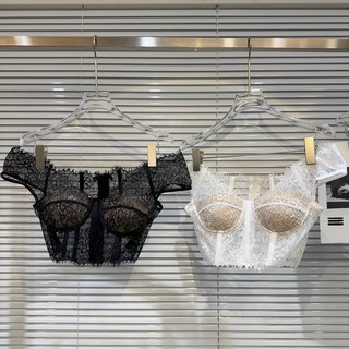 Áo croptop ren cúp ngực trễ vai có độn mút ren mềm xịn AN10
