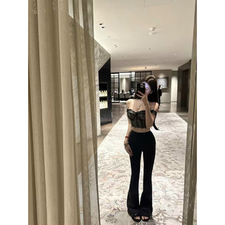 Áo croptop ren cúp ngực trễ vai có độn mút ren mềm xịn AN10