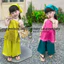 Quần áo cho bé gái (7-20kg) áo Yếm vải Gấm, quần dài vải Lụa cho bé gái