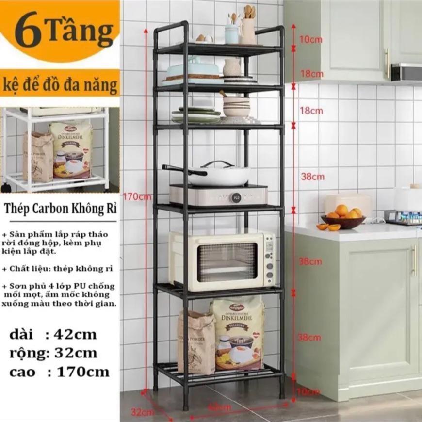 Kệ Để Đồ Đa Năng - Kệ Nhà Bếp, Kệ Phòng Khách, Phòng Ngủ 6 Tầng Khung Thép Cacbon Cứng Cáp | BigBuy360 - bigbuy360.vn