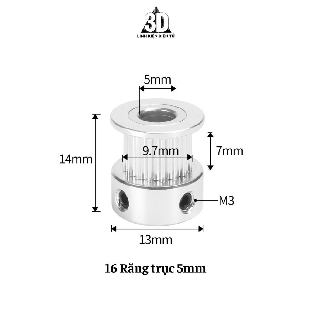 Puly - Bánh răng GT2 bản 6mm 16 răng, 20 răng dành cho máy in 3D, CNC ...