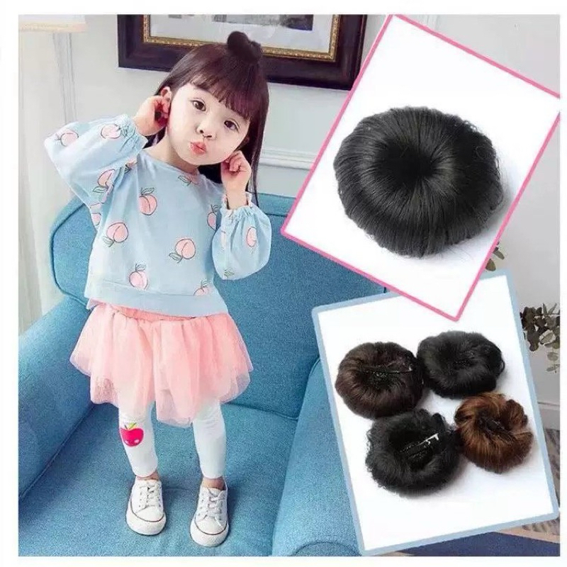 Set 2 Búi Tóc Giả Mini Cho Bé – Búi Tóc Kẹp Dễ Thương, Tóc Giả Trẻ Em Siêu Xinh, Phụ Kiện Tóc Bé Gái