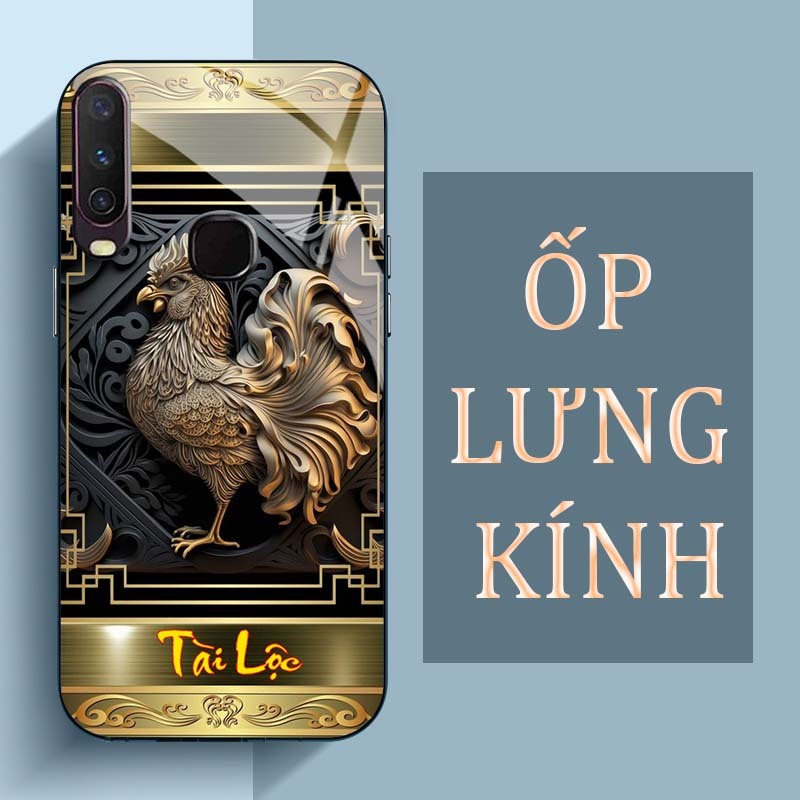 Ốp Lưng VIVO U10, Y11, U12, Y15, Y17, Y19 Mặt Lưng Kính Cường Lực In Hình 12 con giáp Tài Lộc