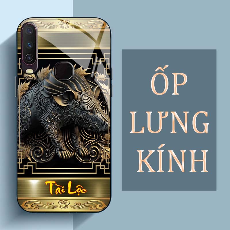 Ốp Lưng VIVO U10, Y11, U12, Y15, Y17, Y19 Mặt Lưng Kính Cường Lực In Hình 12 con giáp Tài Lộc