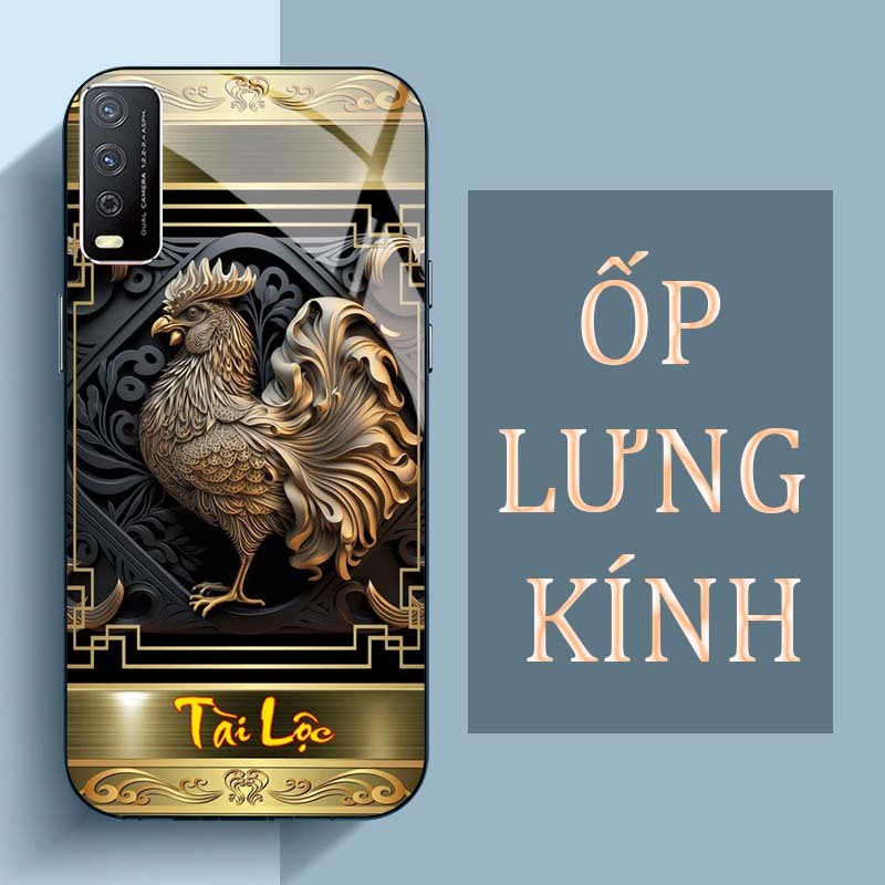 Ốp Lưng VIVO Y12S, Y20, Y20S Mặt Lưng Kính Cường Lực In Hình 12 con giáp Tài Lộc