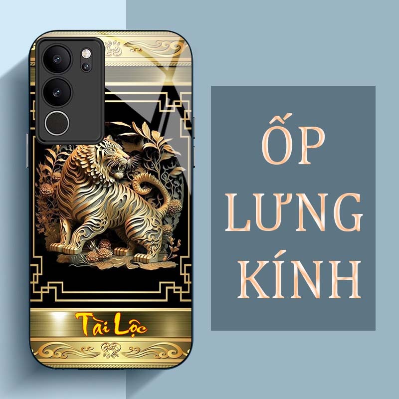 Ốp Lưng VIVO V29 5G, V29 PRO 5G Mặt Lưng Kính Cường Lực In Hình 12 con giáp Tài Lộc