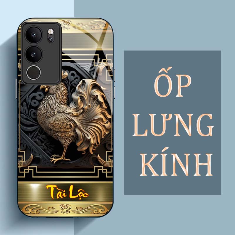 Ốp Lưng VIVO V29 5G, V29 PRO 5G Mặt Lưng Kính Cường Lực In Hình 12 con giáp Tài Lộc