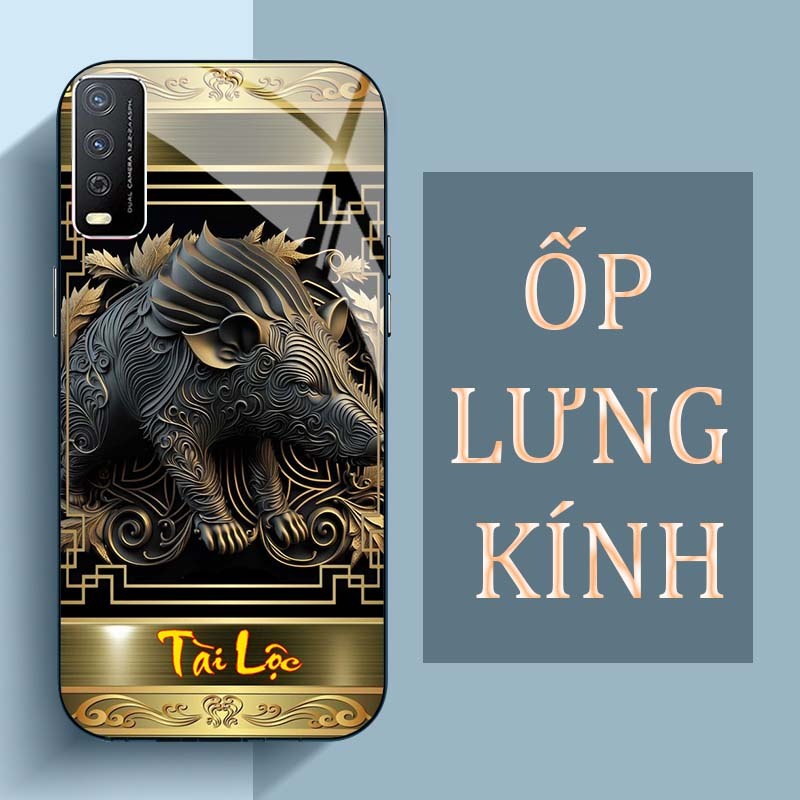 Ốp Lưng VIVO Y12S, Y20, Y20S Mặt Lưng Kính Cường Lực In Hình 12 con giáp Tài Lộc