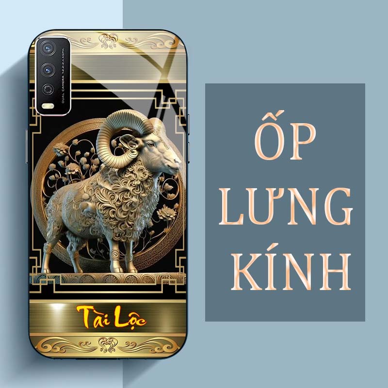 Ốp Lưng VIVO Y12S, Y20, Y20S Mặt Lưng Kính Cường Lực In Hình 12 con giáp Tài Lộc