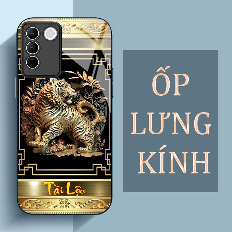 Ốp Lưng VIVO V27 5G,V27E, V27 PRO 5G Mặt Lưng Kính Cường Lực In Hình 12 con giáp Tài Lộc