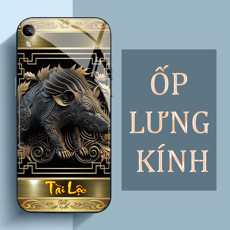 Ốp Lưng VIVO Y91C Mặt Lưng Kính Cường Lực In Hình 12 con giáp Tài Lộc