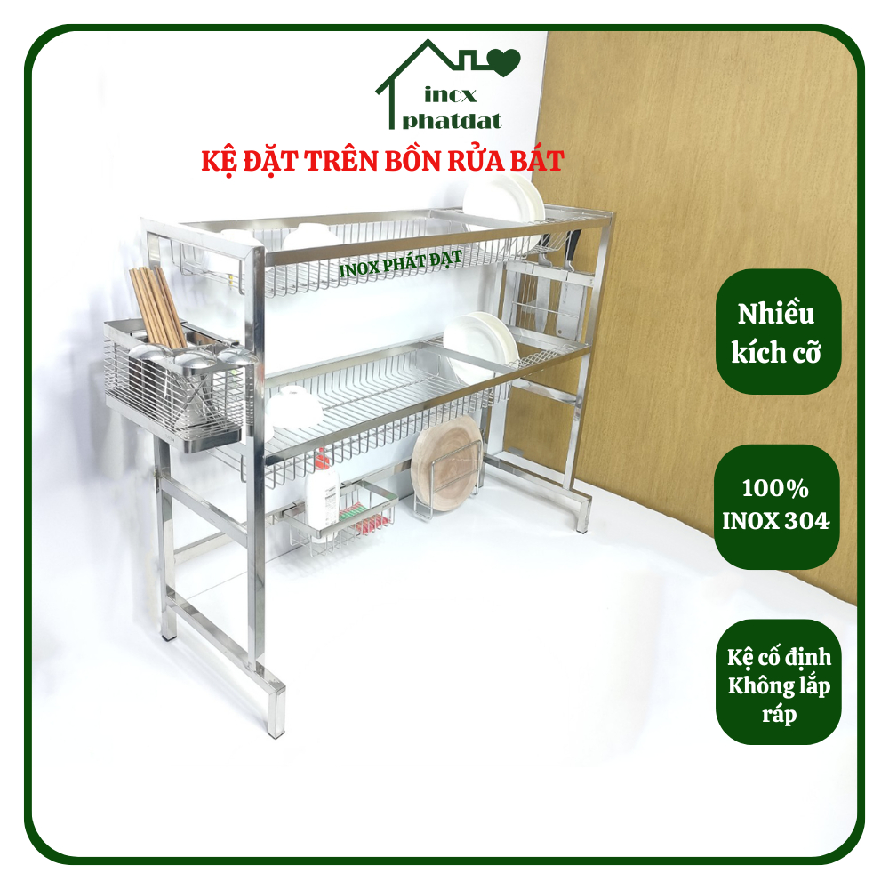 Kệ chén bát trên bồn rửa INOX 304 PHÁT ĐẠT, kệ úp chén thông minh trên ...