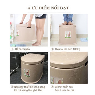 Bô vệ sinh, bô di động cho người già, người bệnh, bà bầu cao cấp nhựa Việt Nhật 5459
