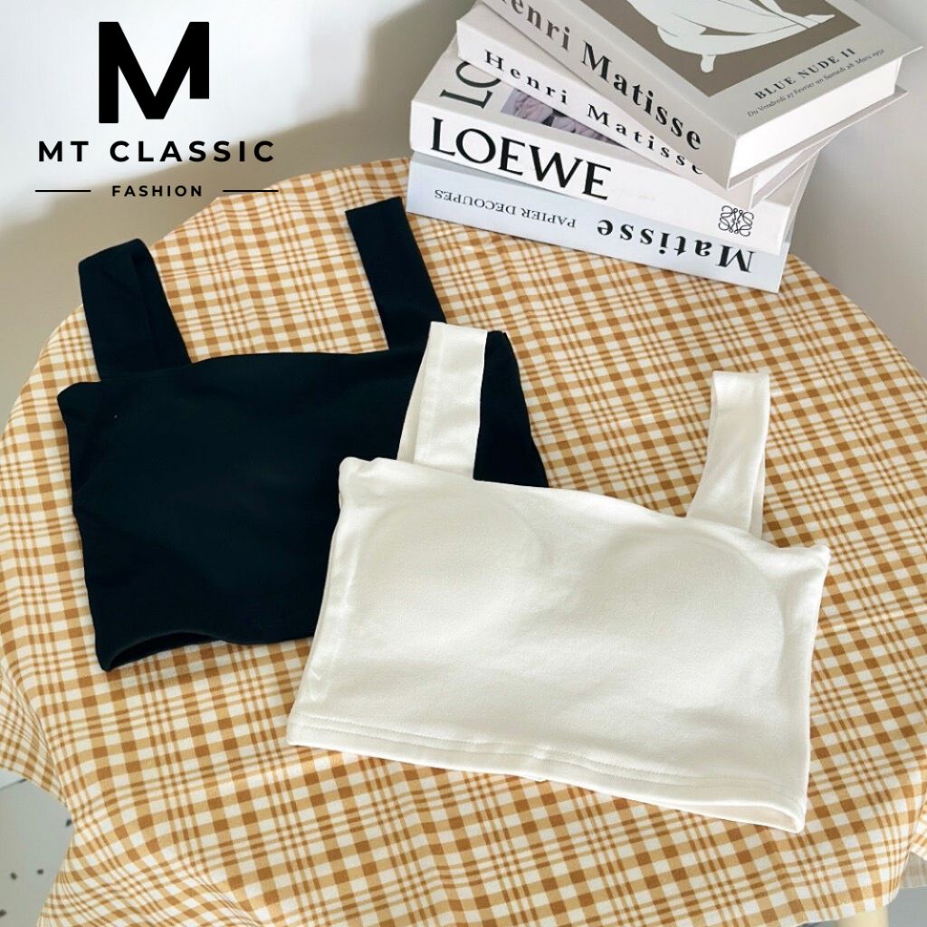 (Hỏa tốc HCM) Áo hai dây có mút ngực, áo croptop thun cotton co giãn 4 chiều mềm mát, bản dây áo 3cm - MT CLASSIC